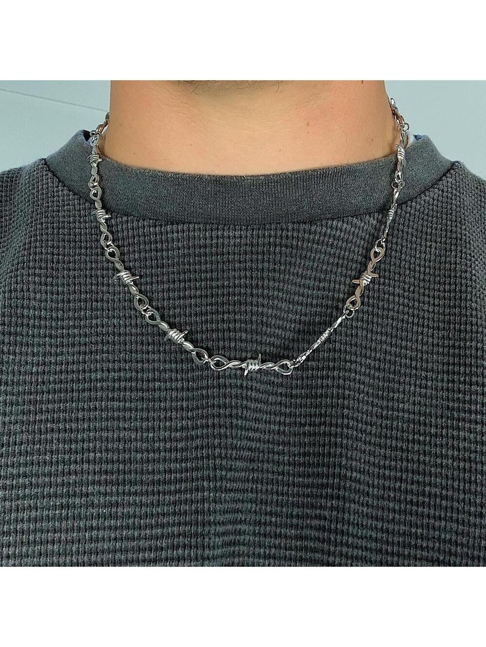 Y2k barbwire opium punk style necklace. Cool design. Nice quality. Chain is